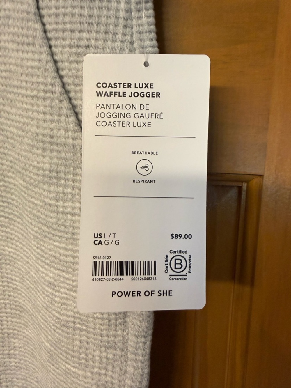 NWT Athleta Light Gray Coaster Lux Waffle Women's Joggers - Picture 3 of 3